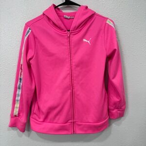 Puma Kids Girls Pink Zip Up Hoodie Jacket Size M 10 12 Track‎ Sportswear